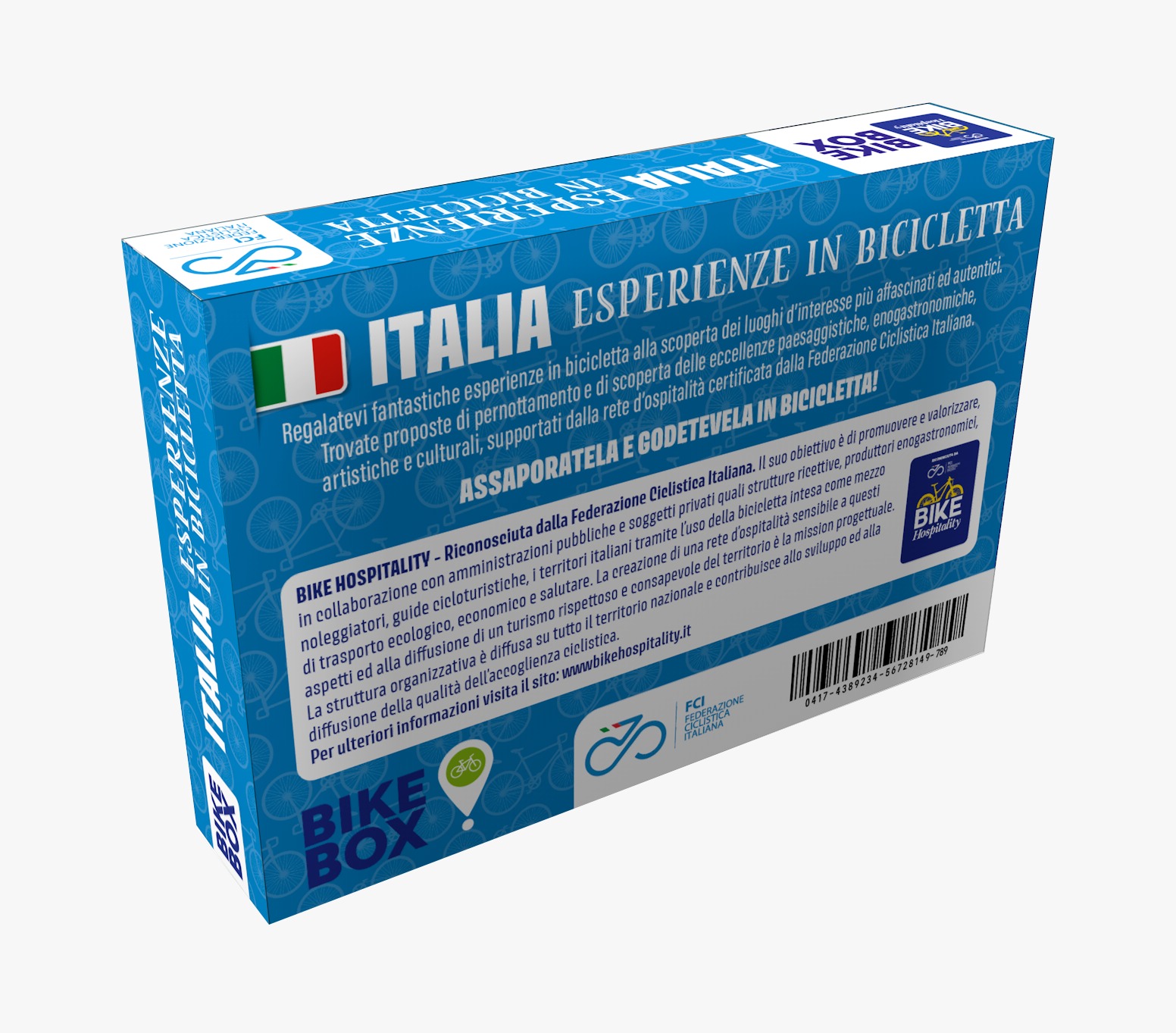 Retro della confezione BikeBox Italia
